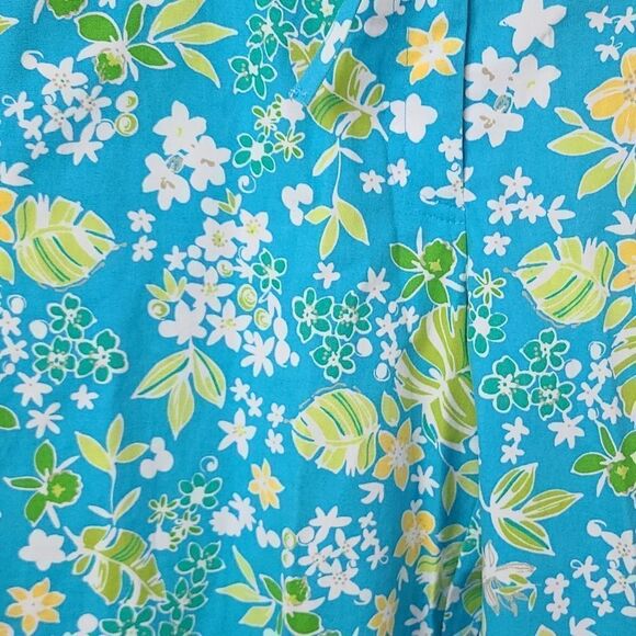 Sag Harbor Sport NWT Turquoise Tropical Floral Comfort Stretch Cropped Pants 14 - Picture 4 of 8